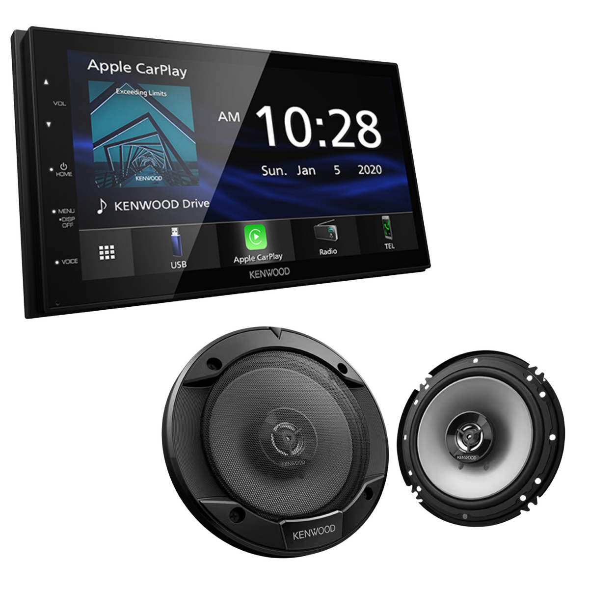Kenwood CarPlay/Android Auto Receiver DMX4707S Plus 300W 6.5" Coaxial