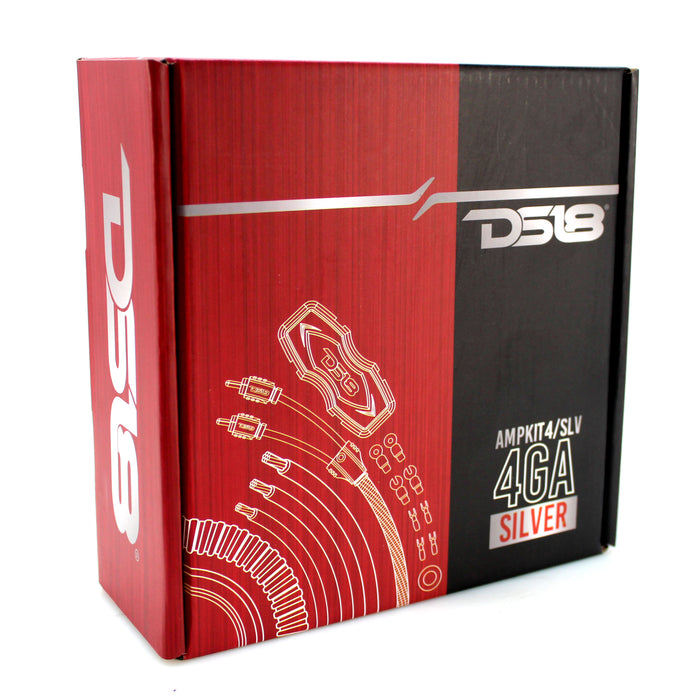 DS18 4GA Car Audio Amplifier Installation Kit Silver AMPKIT4-SL