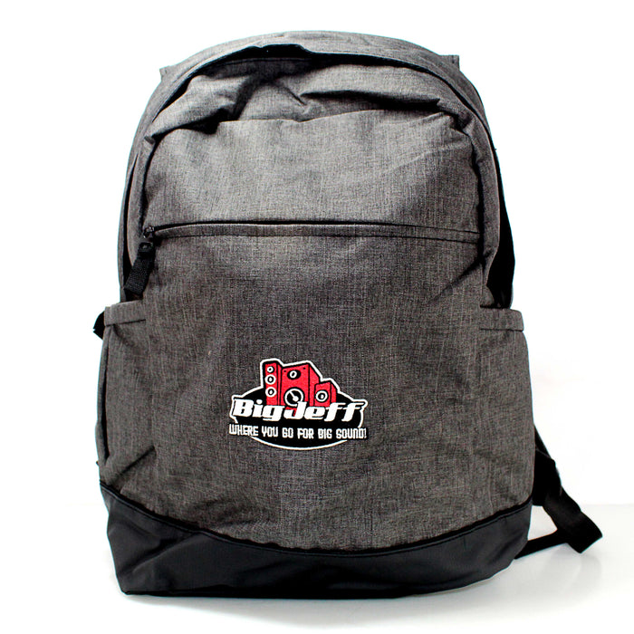 Official Big Jeff Audio Universal Grey Backpack with Embroidered Logo