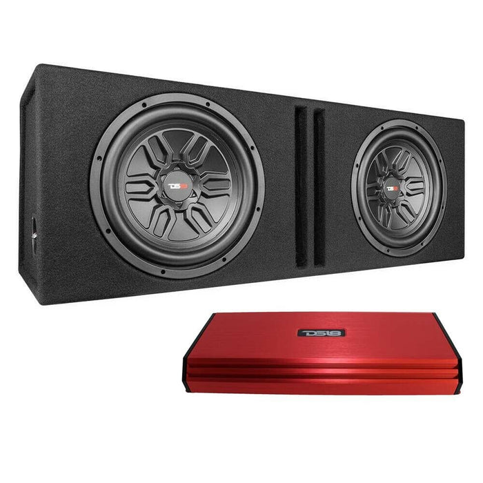 DS18 LSE-212A 12" 1000W 4 Ohm Dual Loaded Ported Enclosure w/ Amplifier/Amp kit