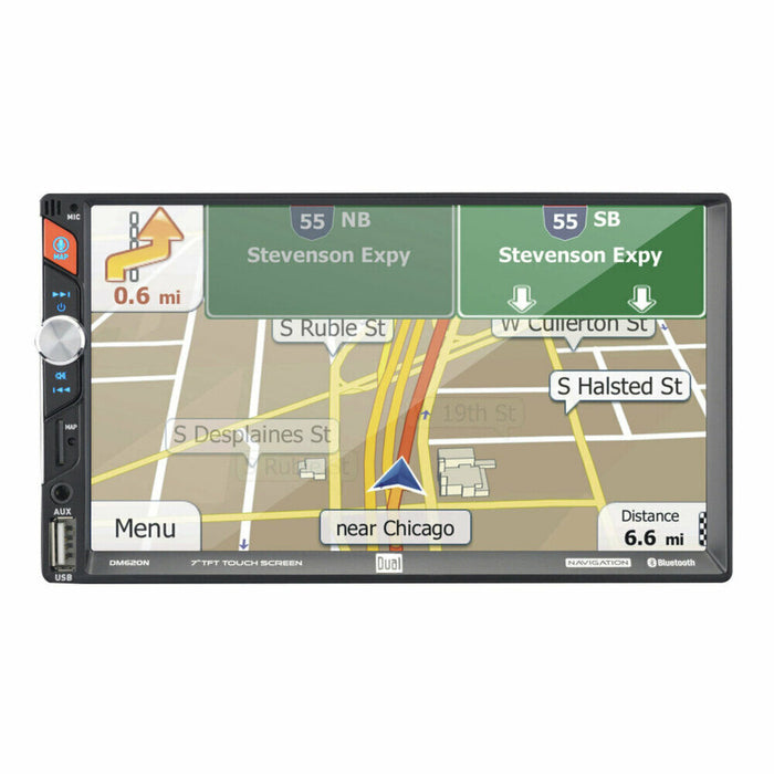 Dual DM620N 7" Touchscreen Bluetooth Mechless Receiver w/ Built-In Navigation