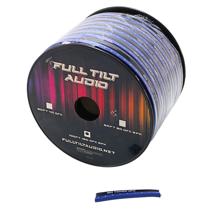 Full Tilt Audio 12GA Blue/Black 100' OFC Oxygen Free Copper Speaker Wire Lot