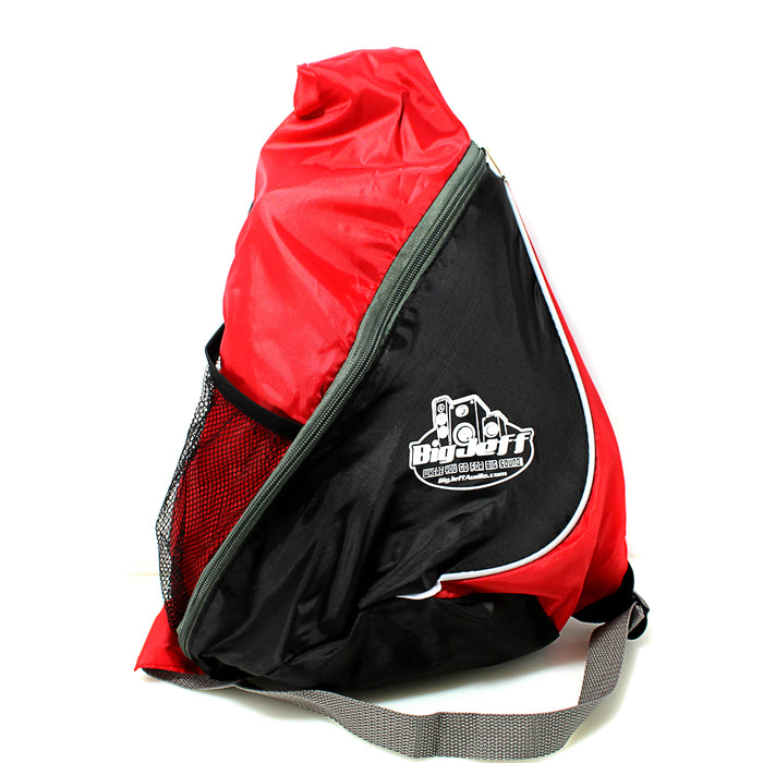 Official Big Jeff Audio Chico Chest Sling Crossbody Bag Red and Black with Logo