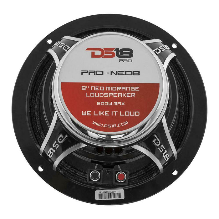 DS18 PRO-NEO8 8" Motorcycle Midrange 4 Ohm Neodymium 600W Speaker Car Audio