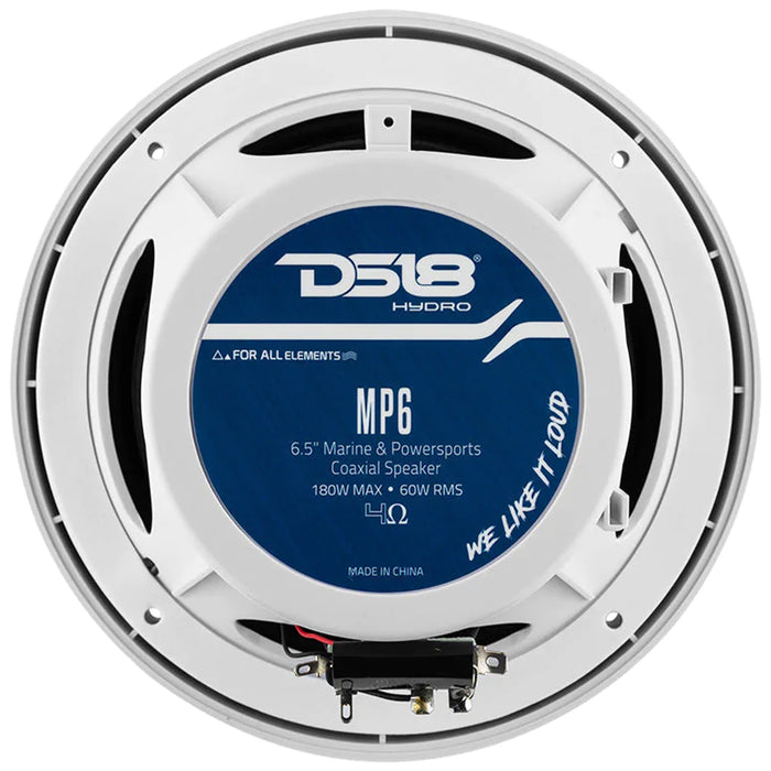 DS18 Hydro 6.5 Marine Audio Speakers IPX5 360W 4 Ohm 2-Way White Pair MP6/WH