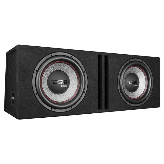 DS18 1800W 2+2 Ohm Loaded Enclosure 2x GEN-X124D 12" Subwoofers In a Ported Box