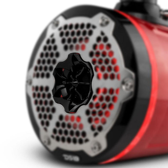 Pair of DS18 Hydro 8"Neodymium 1080W 4 Ohm RGB LED Marine Tower Speakers Red