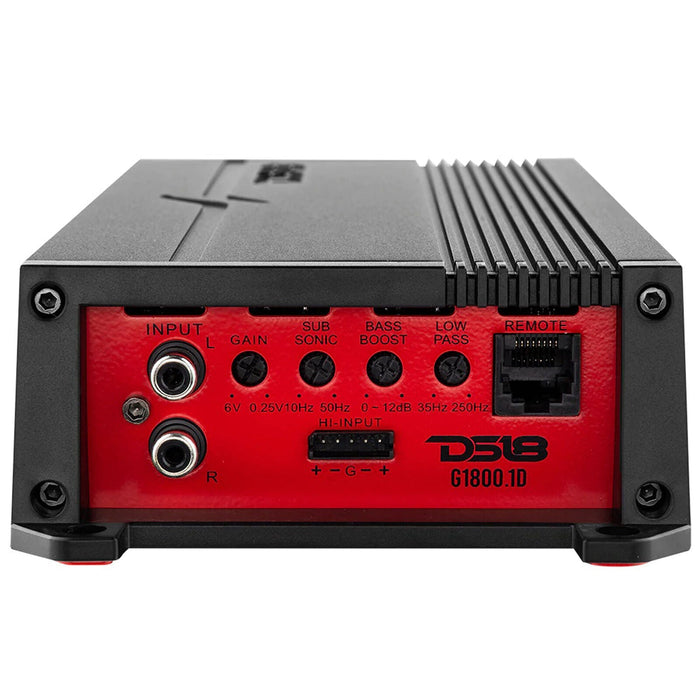 DS18 Monoblock Subwoofer Amplifier 1800W Class D & Bass Knob w/ Clip Indicator